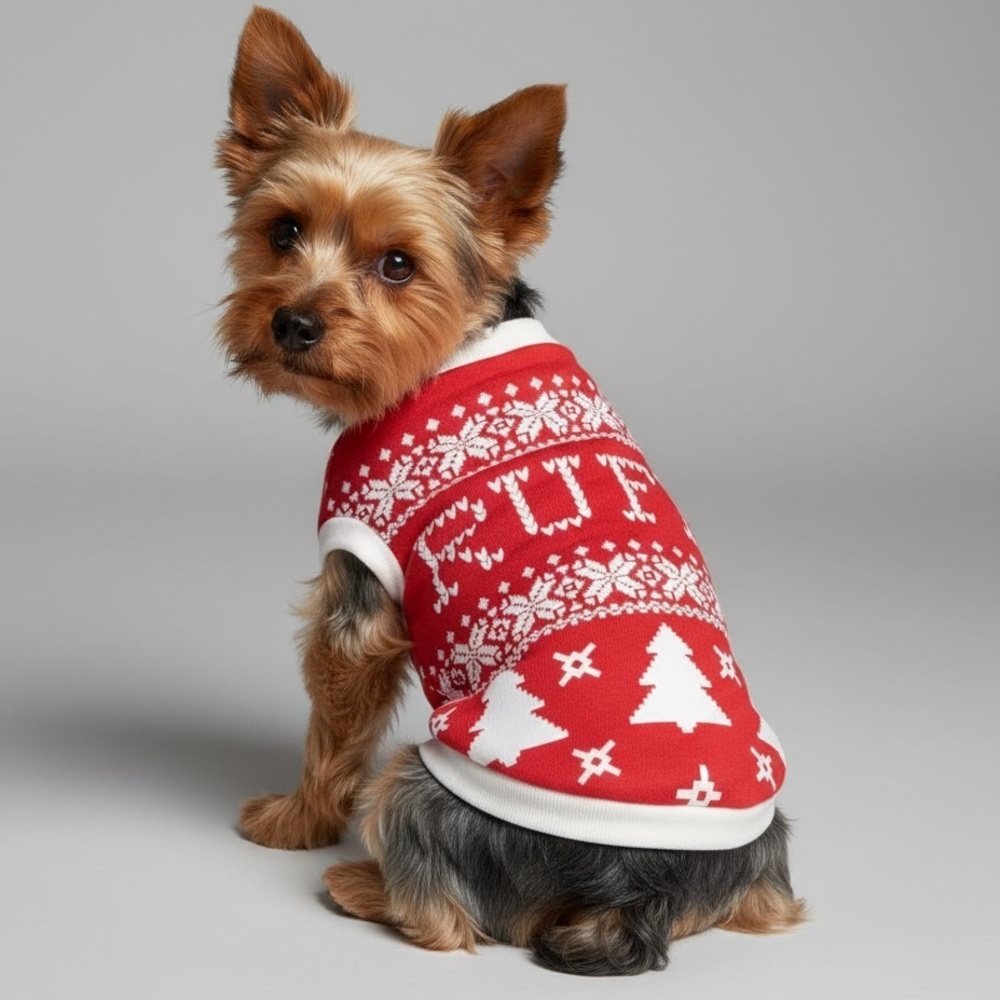 Christmas Printed Snowflake Hearts Dog Shirt